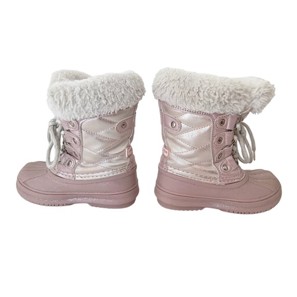 London Fog Pink Kids Snow Boots with Faux Fur | Girls Size 7 - Picture 2 of 6